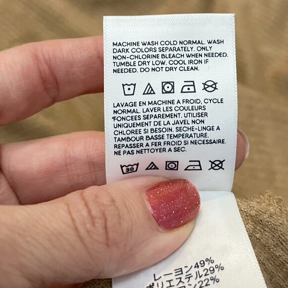 Lands End Textured Cable Knit Top 1X Cowl Neck Light Brown Long Sleeve Classic - Picture 9 of 10